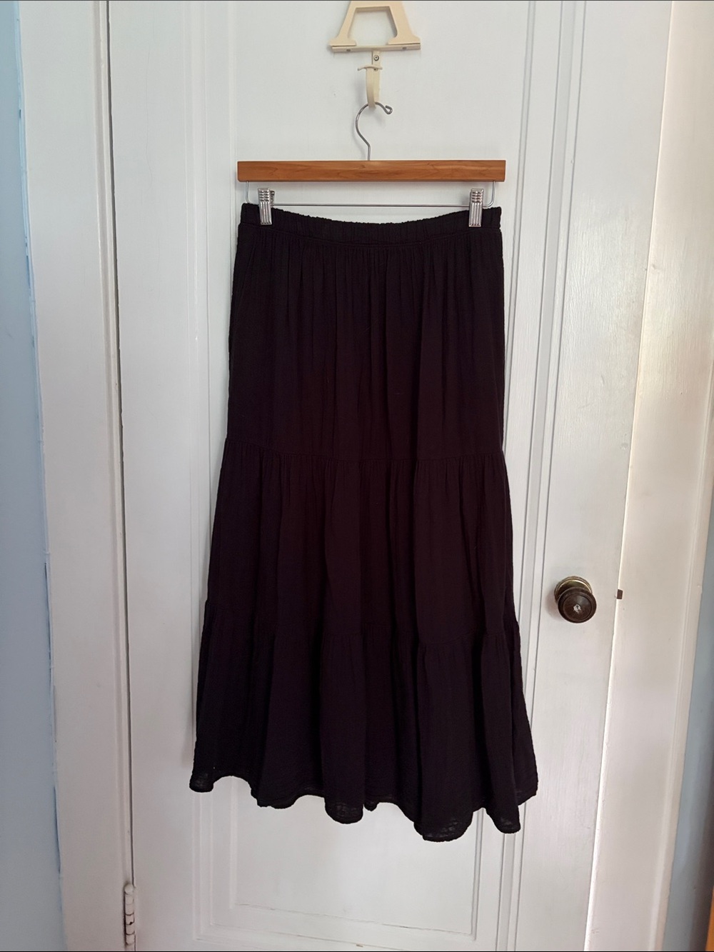 Flowing Black Tiered Maxi Skirt